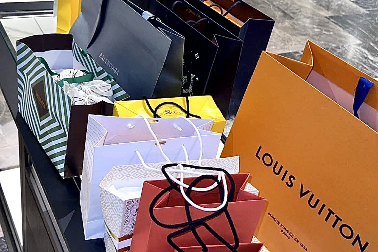 Designer shopping bags - Louis Vuitton, Balenciaga, Hermès