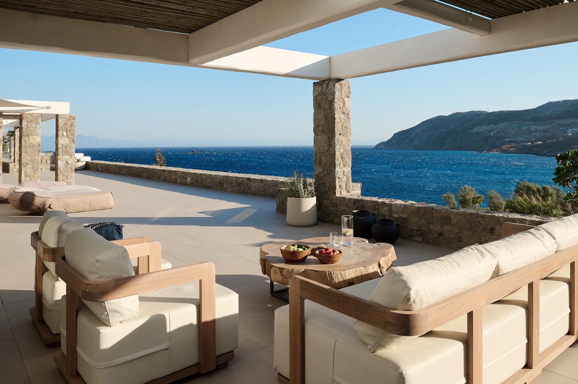 Mykonos terrace lounge with sea view