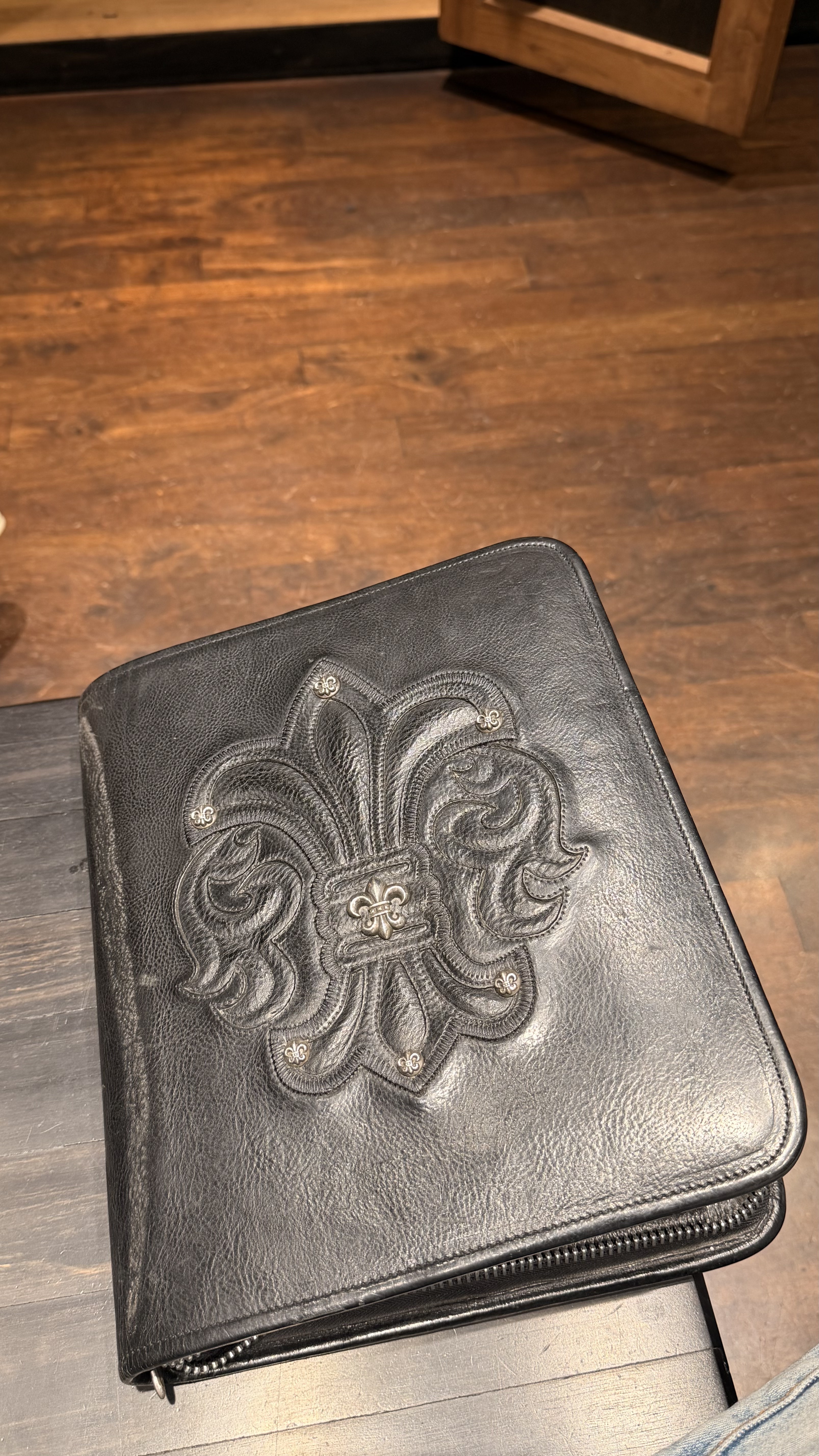 Chrome Hearts embossed leather portfolio