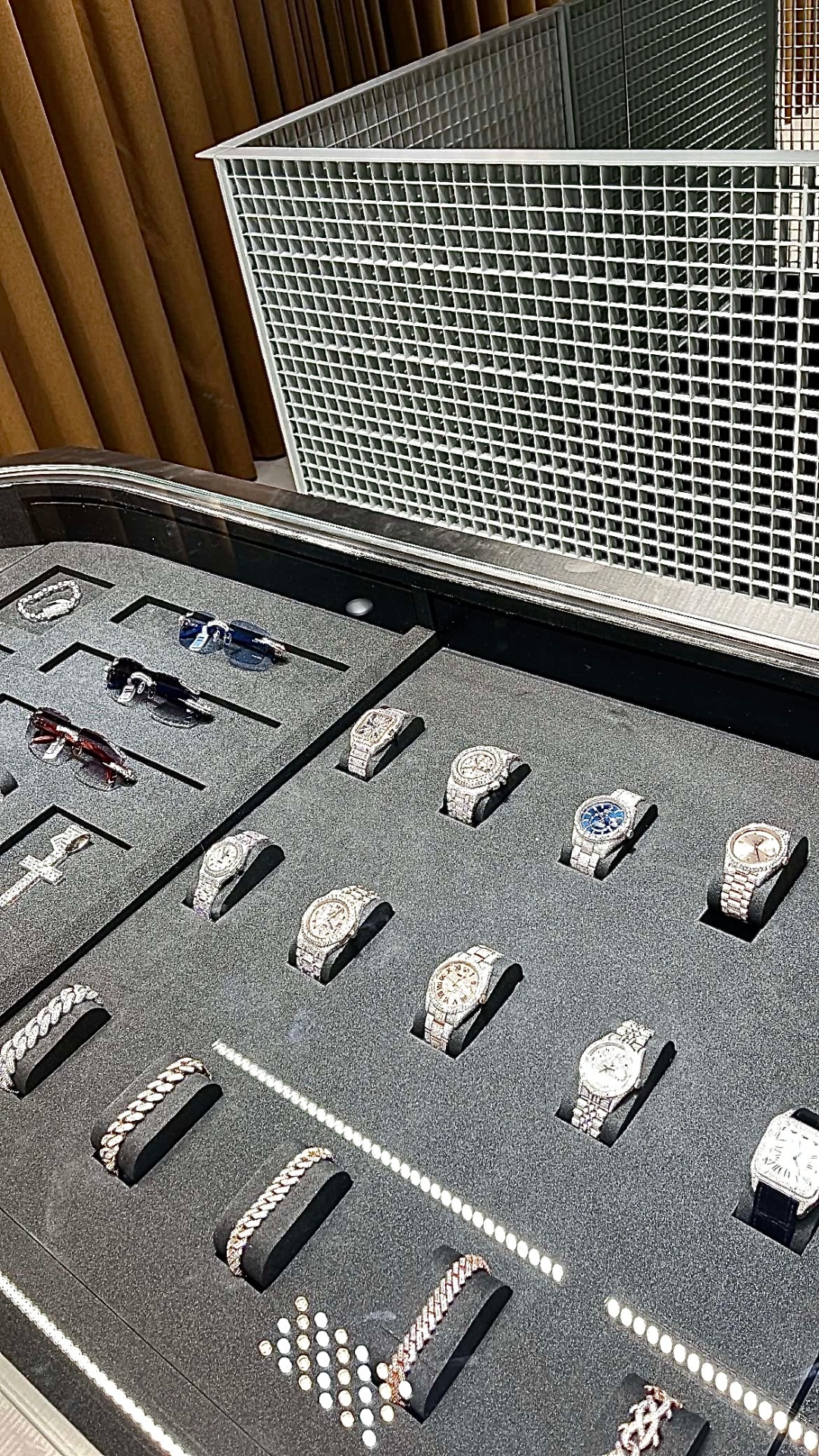 High-end watches in a velvet display case